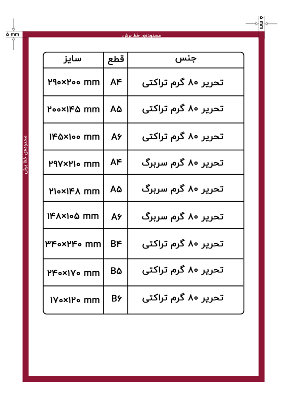 راهنمای تراکت و سربرگ 80 گرم